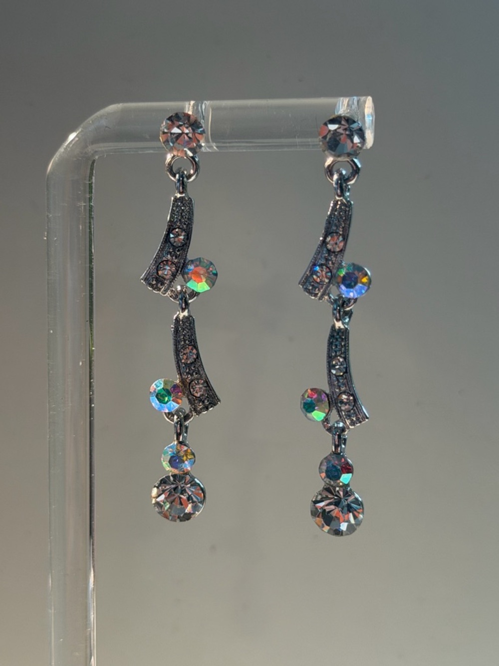 Aurora Crystal Drop Dangle Earrings - Silver-Tone
